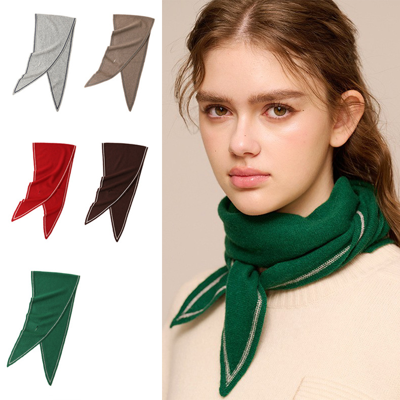 cashmere knit triangle neck scarf