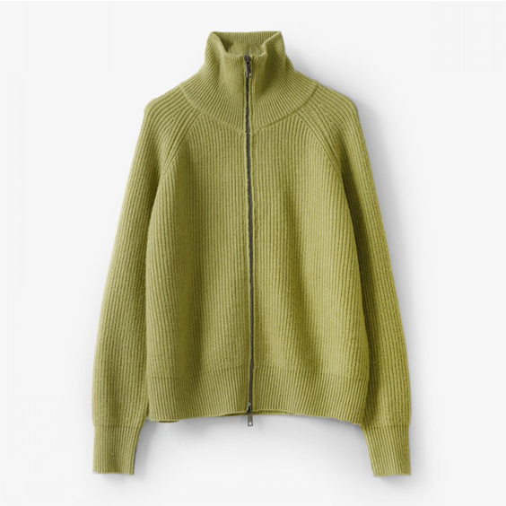 Women's Merino Wool Cardigan Zip Up Lightweight Knit Stand Collar Sweater for Fall Winter