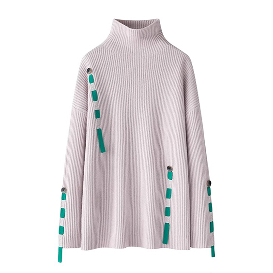 White chunky turtleneck cashmere sweater women