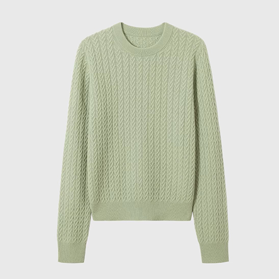 Women's 100% Cashmere Sweater Manufacturer Crew Neck Cable Knit Luxury Pullover Jumper