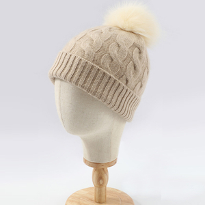 Ladies Cable Knitted Cashmere Beanie