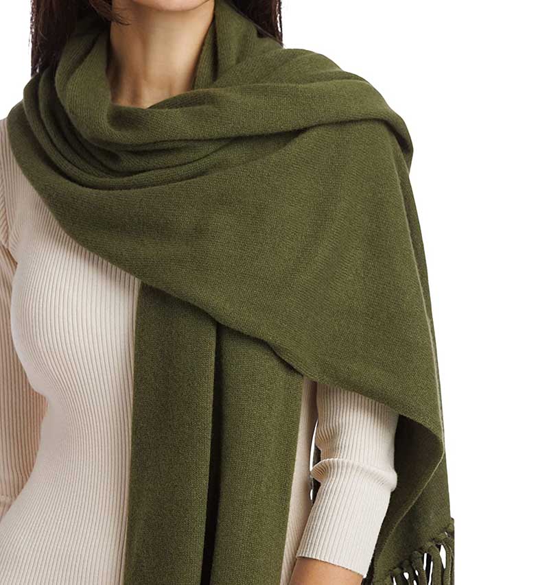 2023 New Design Plain 100% Cashmere Scarf Women Spring Autumn Tassel Knit Cashmere Shawl