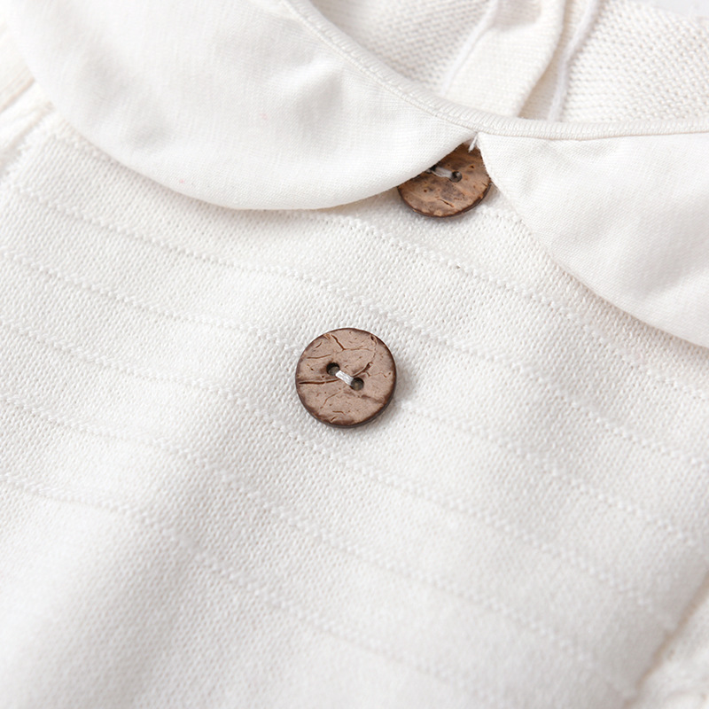 2023 ODM New Design Doll Collar Romper Clothes Long Sleeve Baby Rompers Wholesale Pear l100 Cotton Baby Knit Romper