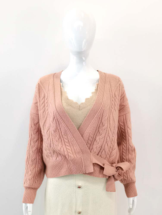 Ballet Style Women V Neck Cable Knit Cardigan