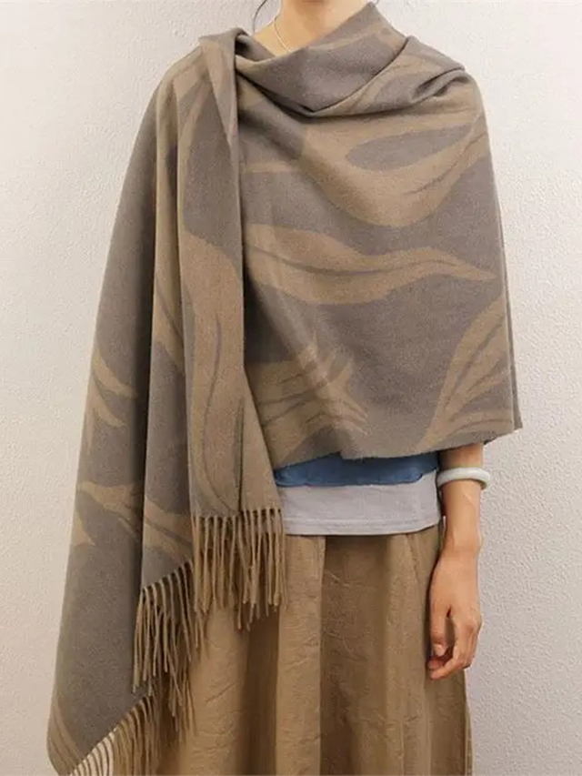  Double Side Jacquard Cashmere Scarf detail1