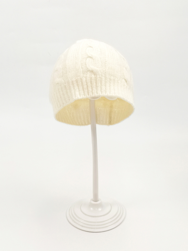 Plain Cable Knit Baby Cashmere Hat