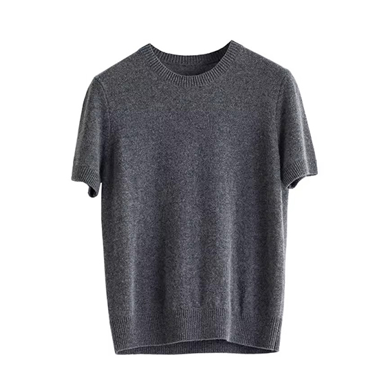 Women cashmere wool Round Neck Short Sleeve 