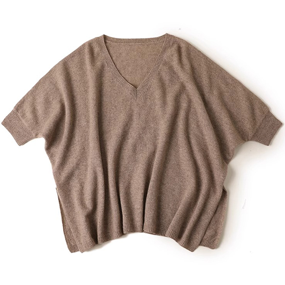 Women V Neck Cashmere T-shirt