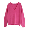 Women V Neck Lantern Sleeve cashmere Sweater