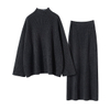 Wholesale 2 piece turtleneck knit cashmere sweater and skirt combo set
