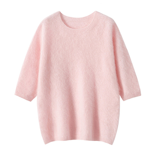 women's solid round neck brushed cashmere t shirt 
