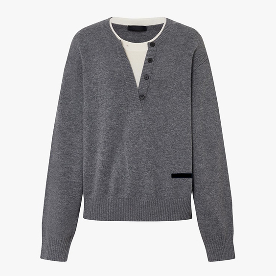 Cashmere Knit Henley Sweater for Women Soft Luxury V-Neck Pullover