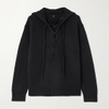 Wanita renda-up striped mongolia cashmere pullover hoodie