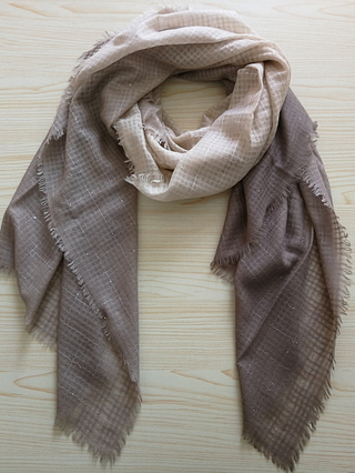 Sequin Decoration Dip-Dye Checked Scarf