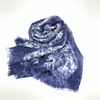 Cashmere Tassels Plain Muffler Shawl, Blue Leopard