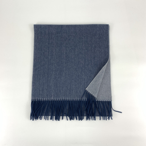 Cashmere Small Double Side Shawls, Dusty Blue&Cream
